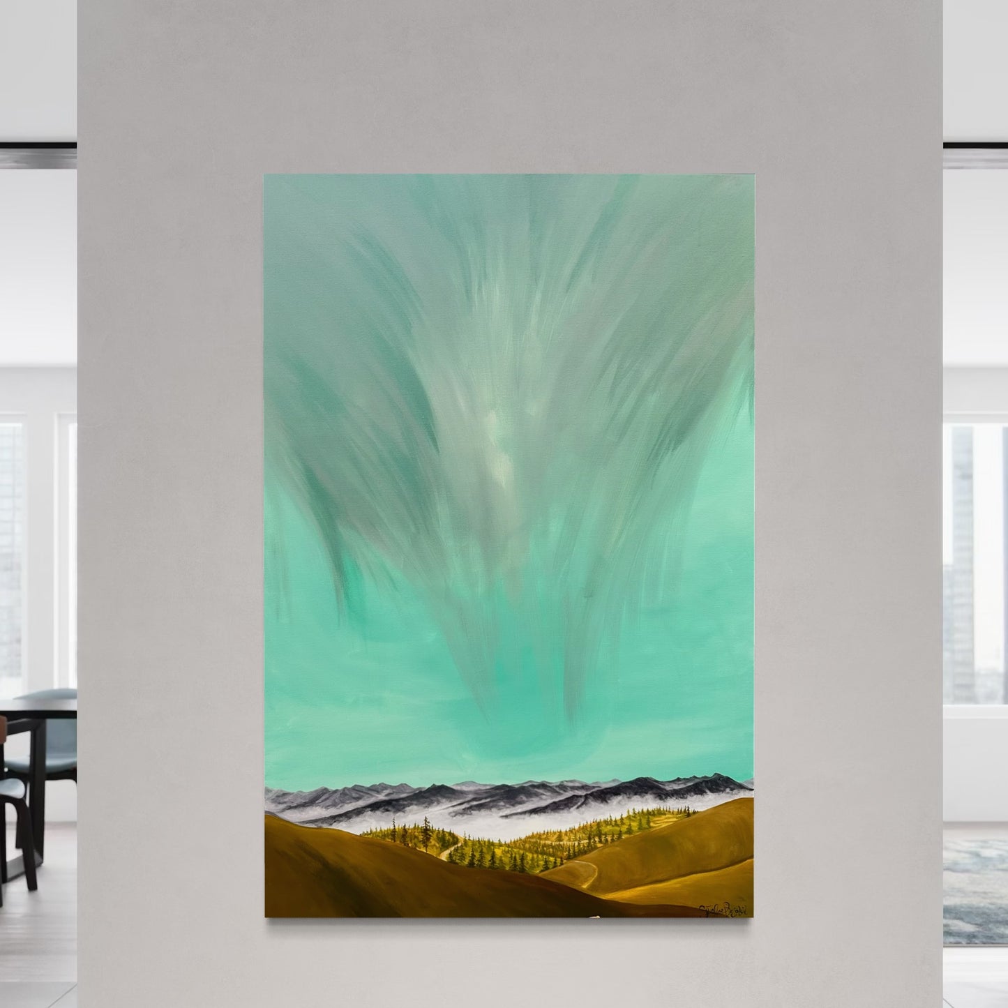 Original acrylic painting on canvas of a luminous Idaho landscape.