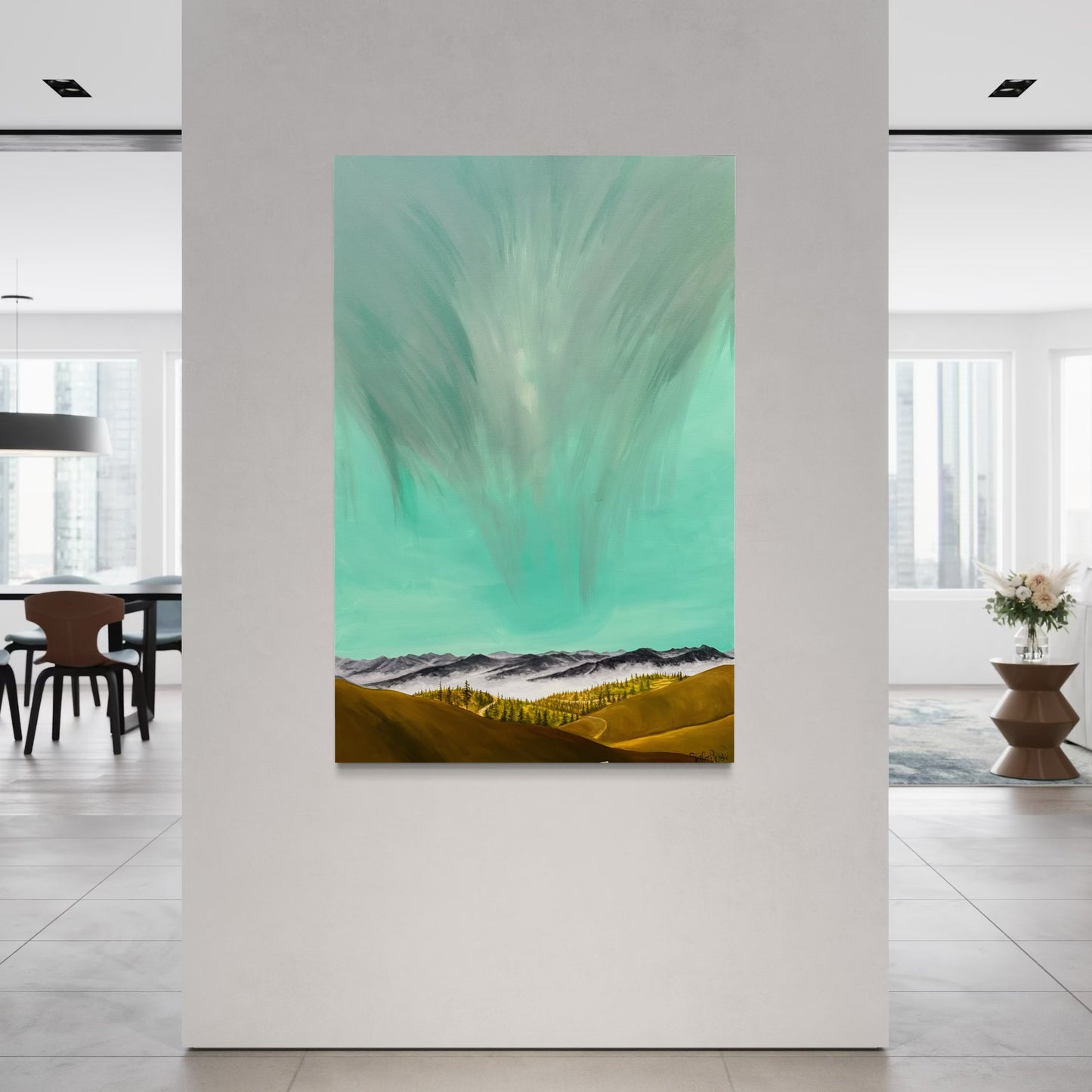 Original acrylic painting on canvas of a luminous Idaho landscape.