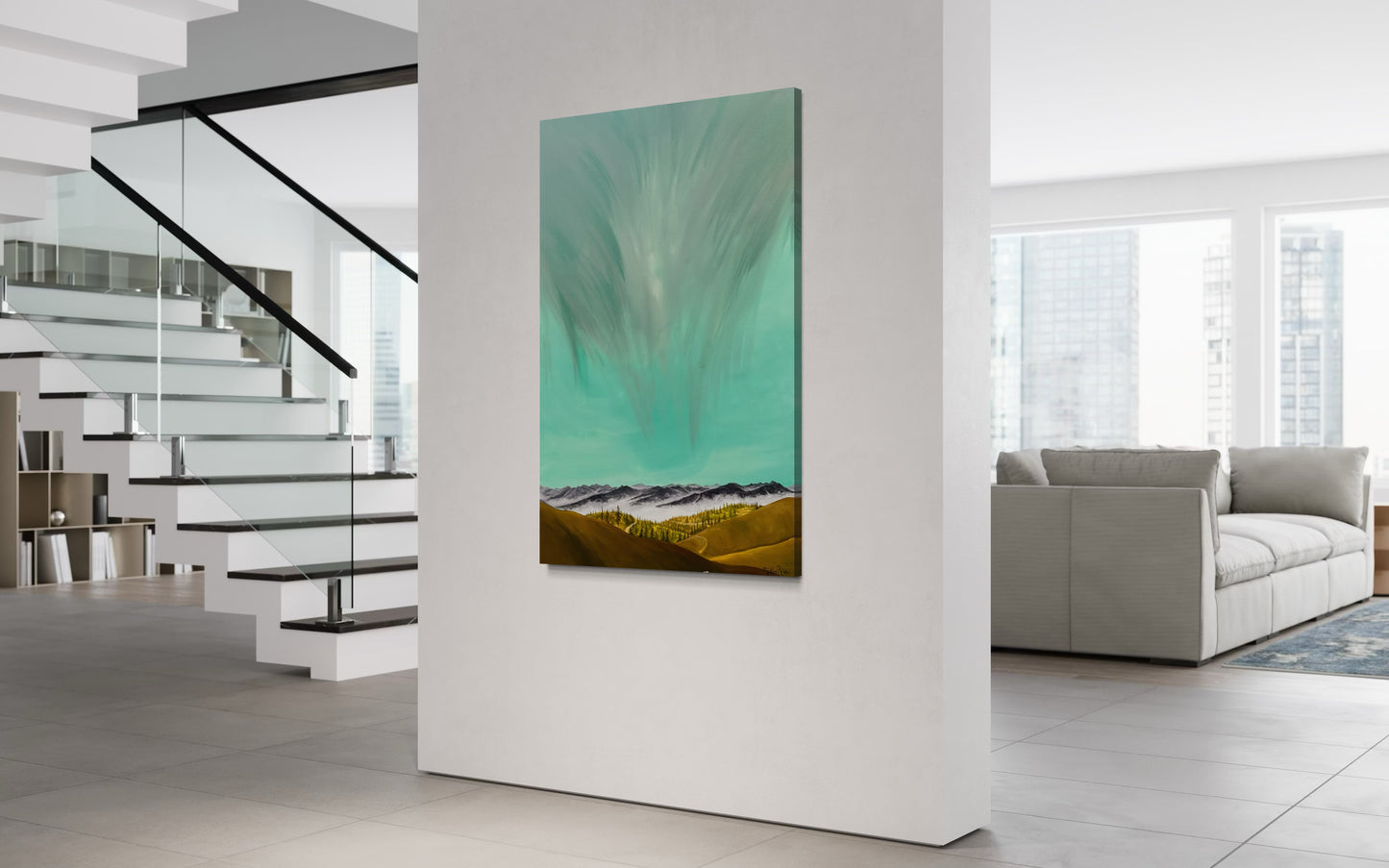 Original acrylic painting on canvas of a luminous Idaho landscape.