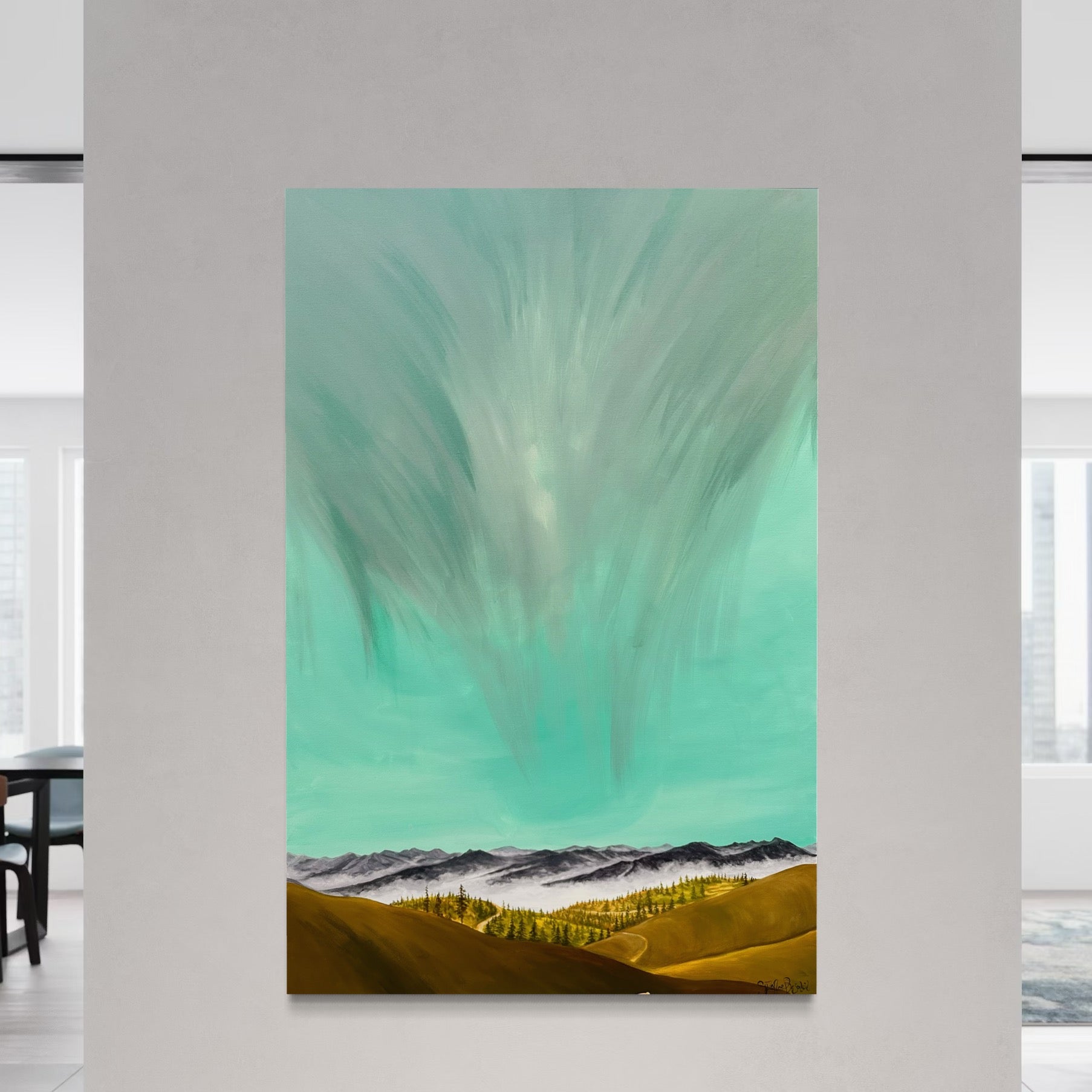 Original acrylic painting on canvas of a luminous Idaho landscape.