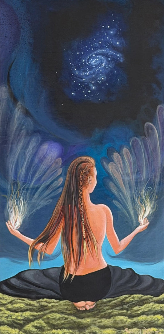 Dropping the Veil original figurative painting by Suzanne DeSoleil