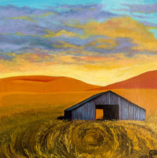 Residence Earth original barn landscape painting by Suzanne DeSoleil