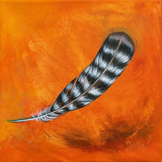 Sacred Contract original hawk feather painting by Suzanne DeSoleil